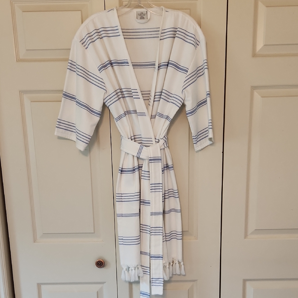 White and Blue Striped Robe